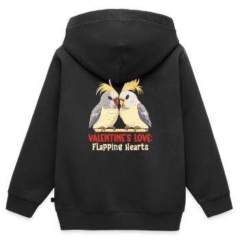 Valentinstag Turteltauben Vogelmotiv Romantisch - Kinder Premium Organic Zip Hoodie - Schwarz - Hinten - AI Model Kid Male (0cm)