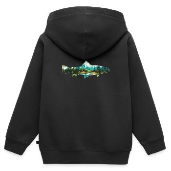 Fliegenfischen auf Forellen: Retro-Liebe zum - Kinder Premium Organic Zip Hoodie - Schwarz - Hinten - AI Model Kid Male (0cm)