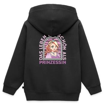 Prinzessin Fun - Kinder Premium Organic Zip Hoodie - Schwarz - Hinten - AI Model Kid Male (0cm)