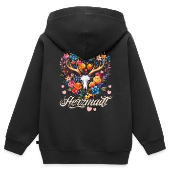 Trachtenshirt Damen Trachten T-Shirt Dirndl Ersatz - Kinder Premium Organic Zip Hoodie - Schwarz - Hinten - AI Model Kid Male (0cm)