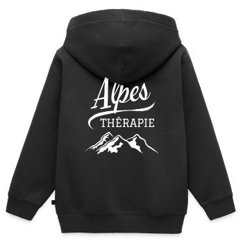 ALPES THERAPIE - Sweat Premium à capuche zippé enfant bio - noir - Dos - AI Model Kid Male (0cm)