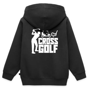 Golf Cross Golf - Kids Premium Organic Zip-up Hoodie - black - Back - AI Model Kid Male (0cm)