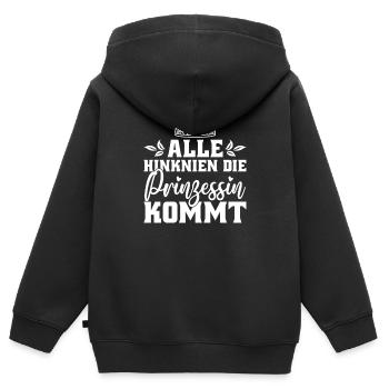 Prinzessin - Kinder Premium Organic Zip Hoodie - Schwarz - Hinten - AI Model Kid Male (0cm)
