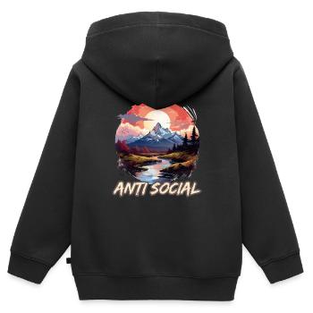 Antisozial Wandern Wanderung für eine Wanderer - Kinder Premium Organic Zip Hoodie - Schwarz - Hinten - AI Model Kid Male (0cm)