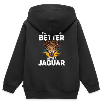 Jaguar - Kinder Premium Organic Zip Hoodie - Schwarz - Hinten - AI Model Kid Male (0cm)