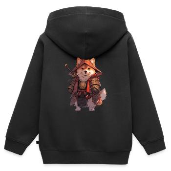 Asia Corki Japanese Samurai Samurai - Kids Premium Organic Zip-up Hoodie - black - Back - AI Model Kid Male (0cm)