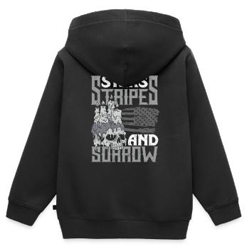 Emoticon Stars Stripes and Sorrow Emocore - Kids Premium Organic Zip-up Hoodie - black - Back - AI Model Kid Male (0cm)