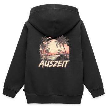 Auszeit Urlaub Hängematte Strand - Kinder Premium Organic Zip Hoodie - Schwarz - Hinten - AI Model Kid Male (0cm)