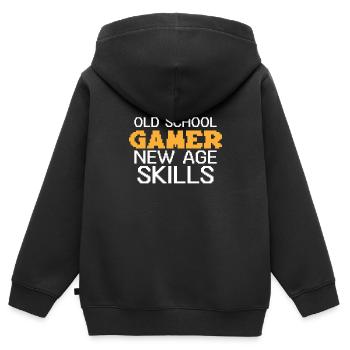 Drôle de culture du jeu rétro - Sweat Premium à capuche zippé enfant bio - noir - Dos - AI Model Kid Male (0cm)