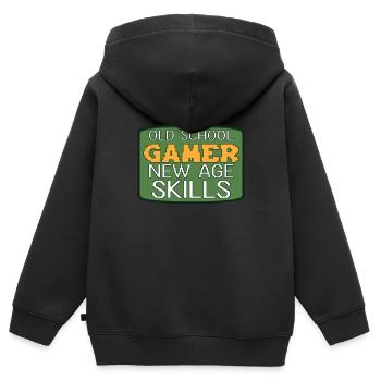 Drôle de culture du jeu rétro - Sweat Premium à capuche zippé enfant bio - noir - Dos - AI Model Kid Male (0cm)