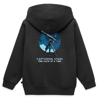 Astrofotografie Astronomie Weltraumkamera - Kinder Premium Organic Zip Hoodie - Schwarz - Hinten - AI Model Kid Male (0cm)