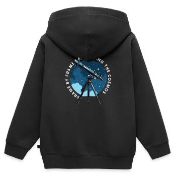 Astrophotography Astronomy Space Camera - Kids Premium Organic Zip-up Hoodie - black - Back - AI Model Kid Male (0cm)