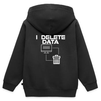 I Delete Data 2 - Kinder Premium Organic Zip Hoodie - Schwarz - Hinten - AI Model Kid Male (0cm)