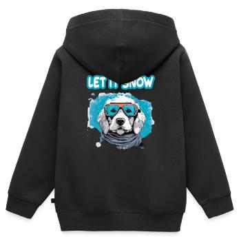 Hund mit Skibrille Schnee Schneefall für eine - Kinder Premium Organic Zip Hoodie - Schwarz - Hinten - AI Model Kid Male (0cm)