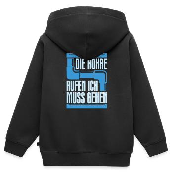 Rohrleitungsbauer Witzig - Kinder Premium Organic Zip Hoodie - Schwarz - Hinten - AI Model Kid Male (0cm)