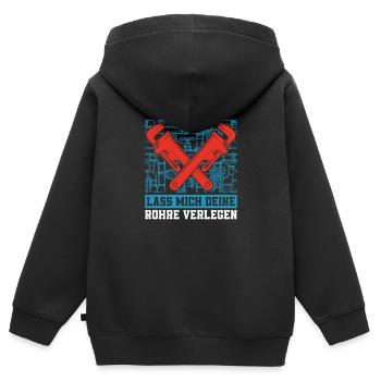 Rohrleitungsbauer Komisch - Kinder Premium Organic Zip Hoodie - Schwarz - Hinten - AI Model Kid Male (0cm)