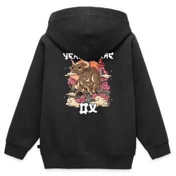 Jahr Des Ochse Mondneujahrsfest Chinesisches - Kinder Premium Organic Zip Hoodie - Schwarz - Hinten - AI Model Kid Male (0cm)