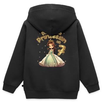 Diese kleine Prinzessin ist 7 - 7. Geburtstag - Kinder Premium Organic Zip Hoodie - Schwarz - Hinten - AI Model Kid Male (0cm)