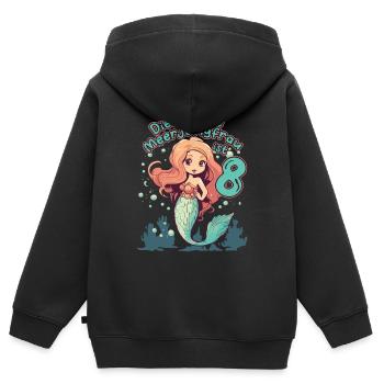 Diese kleine Meerjungfrau ist 8 - 8. Geburtstag - Kinder Premium Organic Zip Hoodie - Schwarz - Hinten - AI Model Kid Male (0cm)