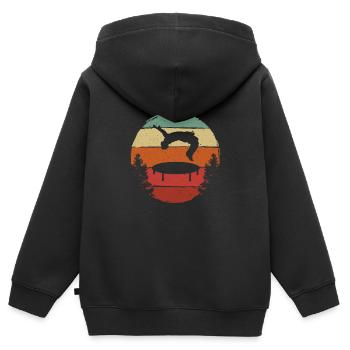 Trampoline Rétro Backflip - Sweat Premium à capuche zippé enfant bio - noir - Dos - AI Model Kid Male (0cm)