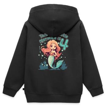 Cette petite sirène a 4 - 4ème anniversaire - Sweat Premium à capuche zippé enfant bio - noir - Dos - AI Model Kid Male (0cm)