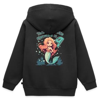 Cette petite sirène a son 9 à 9 ans - Sweat Premium à capuche zippé enfant bio - noir - Dos - AI Model Kid Male (0cm)