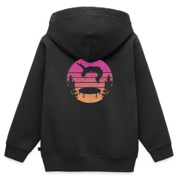 Trampoline Rétro Backflip - Sweat Premium à capuche zippé enfant bio - noir - Dos - AI Model Kid Male (0cm)