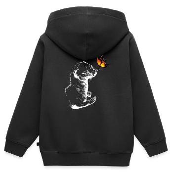 Belette au papillon - Sweat Premium à capuche zippé enfant bio - noir - Dos - AI Model Kid Male (0cm)