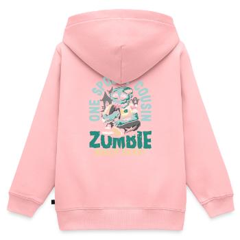 One Spooky Cousin Retro Zombie Halloween Costume - Kinder Premium Organic Zip Hoodie - Rosa - Hinten - AI Model Kid Female (0cm)