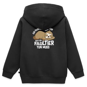 Ein Faultier Muss Tun Was Ein Faultier Tun Muss - Kinder Premium Organic Zip Hoodie - Schwarz - Hinten - AI Model Kid Male (0cm)