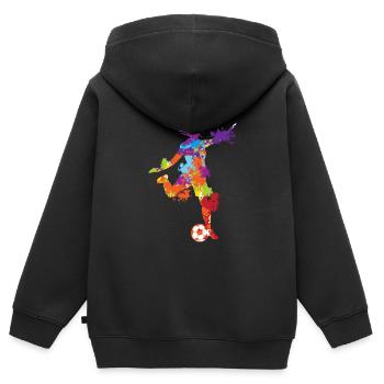 Splash Art Football Football féminin Couleur Splash - Sweat Premium à capuche zippé enfant bio - noir - Dos - AI Model Kid Male (0cm)