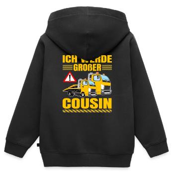 I'm going to be Big Cousin Tow Truck Soon Cousin - Kids Premium Organic Zip-up Hoodie - black - Back - AI Model Kid Male (0cm)