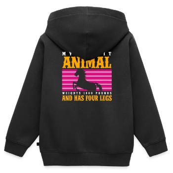 My Spirit Animal Weighs 1000 Pounds And Has Legs - Kids Premium Organic Zip-up Hoodie - black - Back - AI Model Kid Male (0cm)