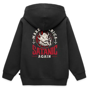 Satan Make America Satanic Again Occult - Kinder Premium Organic Zip Hoodie - Schwarz - Hinten - AI Model Kid Male (0cm)