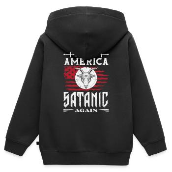 Satan Make America Satanic Again Occult - Kinder Premium Organic Zip Hoodie - Schwarz - Hinten - AI Model Kid Male (0cm)