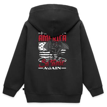 Satan Make America Satanic Again Occult - Kinder Premium Organic Zip Hoodie - Schwarz - Hinten - AI Model Kid Male (0cm)