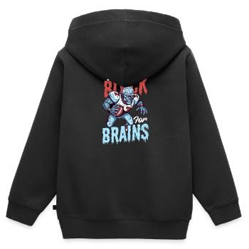 Fußball-Halloween blockiert Gehirne - Kinder Premium Organic Zip Hoodie - Schwarz - Hinten - AI Model Kid Male (0cm)