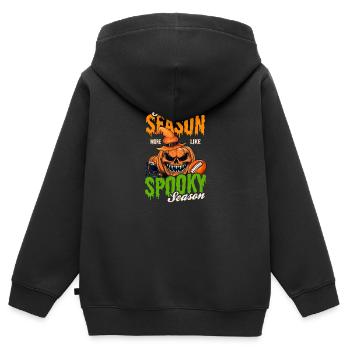 Fußball Halloween eher wie gruselige Jahreszeit - Kinder Premium Organic Zip Hoodie - Schwarz - Hinten - AI Model Kid Male (0cm)