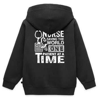 Nurse Nurse Saving The World - Kids Premium Organic Zip-up Hoodie - black - Back - AI Model Kid Male (0cm)