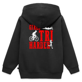 Filles Tri 5 - Sweat Premium à capuche zippé enfant bio - noir - Dos - AI Model Kid Male (0cm)