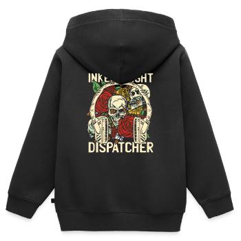 Crâne du centre de contrôle des appels d’urgence - Sweat Premium à capuche zippé enfant bio - noir - Dos - AI Model Kid Male (0cm)