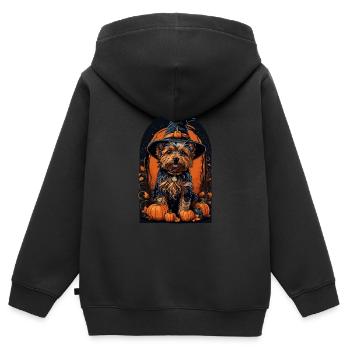 Yorkshire Terrier Hexe Halloween Yorkshire Terrier - Kinder Premium Organic Zip Hoodie - Schwarz - Hinten - AI Model Kid Male (0cm)