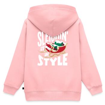 Sleighin' it in style DJ Xmas Hip Hop Rapper - Kinder Premium Organic Zip Hoodie - Rosa - Hinten - AI Model Kid Female (0cm)