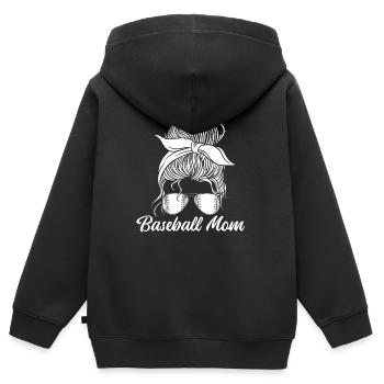 Baseball Baseball Maman - Sweat Premium à capuche zippé enfant bio - noir - Dos - AI Model Kid Male (0cm)