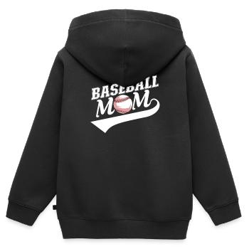 Baseball Baseball Maman - Sweat Premium à capuche zippé enfant bio - noir - Dos - AI Model Kid Male (0cm)
