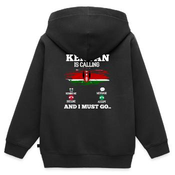 Kenya - Sweat Premium à capuche zippé enfant bio - noir - Dos - AI Model Kid Male (0cm)