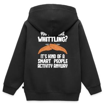 Bois Schintzen Sculpture sur bois - Sweat Premium à capuche zippé enfant bio - noir - Dos - AI Model Kid Male (0cm)
