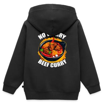 Pas de souci Curry de bœuf 5 - Sweat Premium à capuche zippé enfant bio - noir - Dos - AI Model Kid Male (0cm)