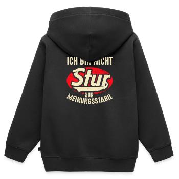 Ich bin nicht Stur nur Meinungsstabil - Kinder Premium Organic Zip Hoodie - Schwarz - Hinten - AI Model Kid Male (0cm)