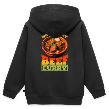 Pas de souci Curry de bœuf 4 - Sweat Premium à capuche zippé enfant bio - noir - Dos - AI Model Kid Male (0cm)